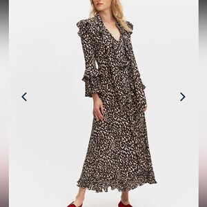 NWT La Double J Long Fancy Dress Leopard in Double Georgette Small
